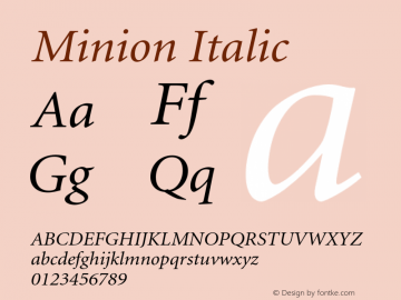 Minion-Italic 001.000 Font Sample