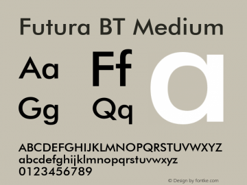 Futura Medium BT spoyal2tt v1.25图片样张