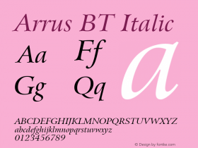 Bitstream Arrus Italic BT spoyal2tt v1.34 Font Sample