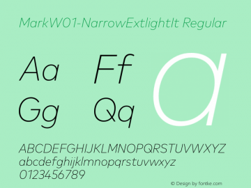 Mark W01 Narrow Extlight Italic Version 7.504图片样张