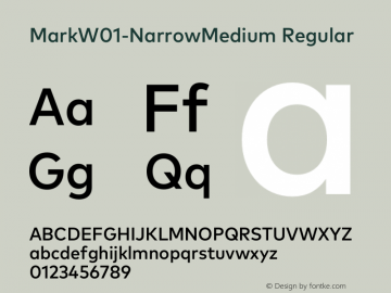 Mark W01 Narrow Medium Version 7.504 Font Sample