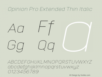 Opinion Pro Extended Thin Italic Version 1.001 May 1, 2017图片样张