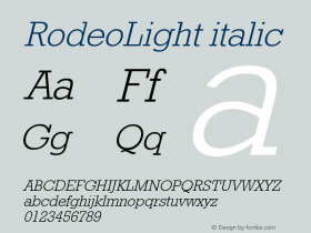 RodeoLight italic 1.0 Wed Nov 18 12:37:31 1992 Font Sample