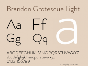 BrandonGrotesque-Light Version 001.000 Font Sample