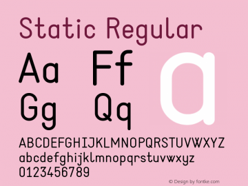 Static Regular Version 1.000 Font Sample