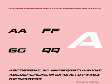 Outrider Condensed Bold Italic Condensed Bold Italic Version 2.00 July 14, 2016图片样张