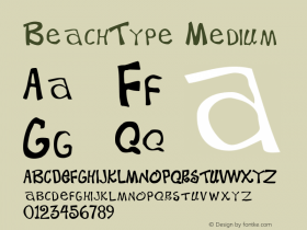 BeachType  Medium Altsys Fontographer 4.0 4/21/95 Font Sample