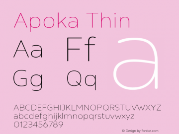 Apoka Thin Version 1.001; ttfautohint (v1.5)图片样张