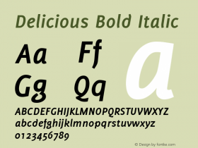 Delicious-BoldItalic Version 001.000 Font Sample