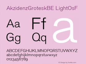 AkzidenzGroteskBE LightOsF Macromedia Fontographer 4.1.5 1/02/05 Font Sample