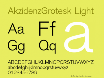 AkzidenzGrotesk Light Macromedia Fontographer 4.1.5 1/02/05 Font Sample