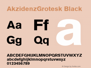 AkzidenzGrotesk Black Macromedia Fontographer 4.1.5 1/02/05 Font Sample