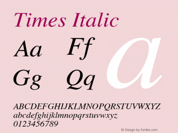Times Italic 3.0 Font Sample
