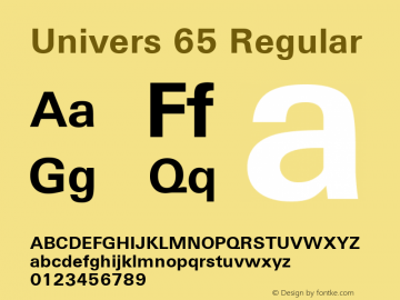 Univers 65 Regular Version 3.00 Font Sample