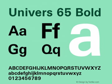 Univers 65 Bold Version 3.00 Font Sample