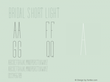 Bridal Short Light Version 1.000;PS 001.000;hotconv 1.0.88;makeotf.lib2.5.64775 Font Sample