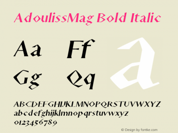 AdoulissMag Bold Italic Version 1.0 Font Sample