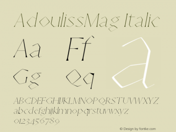 AdoulissMag Thin Italic Version 1.0 Font Sample
