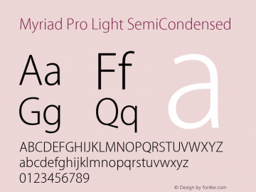 Myriad Pro Light SemiCondensed OTF 1.003;PS 001.000;Core 1.0.31;makeotf.lib1.4.1585图片样张