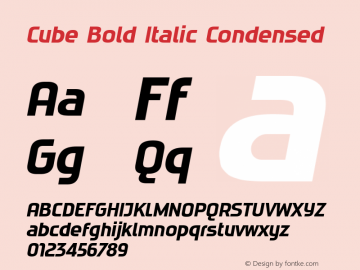 Cube-BoldItalicCondensed Version 1.901 Font Sample