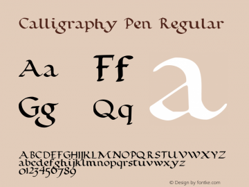 Calligraphy Pen Version 1.007  © SpideRaYsfoNtS. All rights reserved. Font Sample