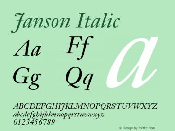 Janson-Italic Version 1.040;PS 001.001;Core 1.0.35;makeotf.lib1.5.4492 Font Sample