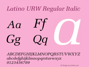 LatinoURW-RegIta Version 1.000;PS 1.10;hotconv 1.0.38 Font Sample
