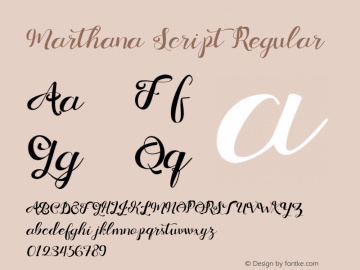 Marthana Script Version 1.000 Font Sample