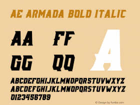 AE Armada Bold Italic Version 1.000;PS 001.000;hotconv 1.0.88;makeotf.lib2.5.64775 Font Sample