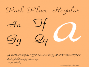 Park Place Regular (C)opyright 1992 W.S.I.  4/02/92 Font Sample