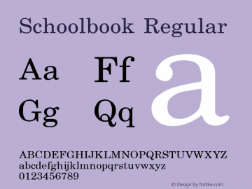 Schoolbook Regular (C)opyright 1992 W.S.I.  4/02/92 Font Sample