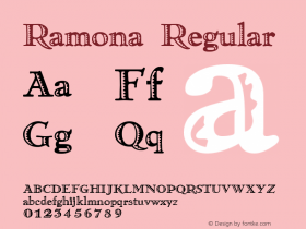 Ramona Regular Weatherly Systems, Inc.  1/23/93 Font Sample