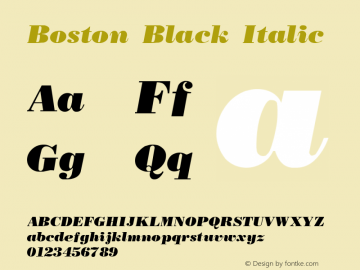 Boston Black Italic (C)opyright 1992 W.S.I.  4/2/92图片样张