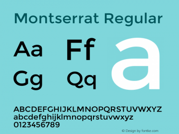 Montserrat-Regular Version 2.001 Font Sample