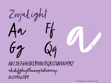 ☞Zooja Light Version 1.000;com.myfonts.easy.aerotype.zooja.light.wfkit2.version.4F5E Font Sample