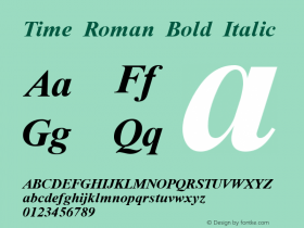 Time Roman Bold Italic 1.0 Fri Jul 16 17:21:20 1993 Font Sample