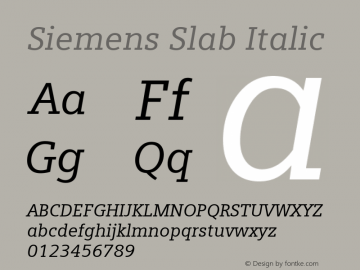 SiemensSlab-Italic Version 005.001图片样张