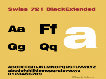 Swiss 721 Black Extended Version 003.001 Font Sample