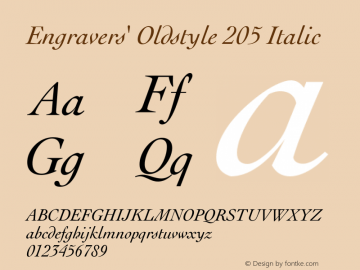 Engravers' Oldstyle 205 Italic Version 003.001图片样张