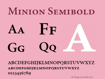 Minion Semibold Small Caps & Oldstyle Figures Version 001.001 Font Sample