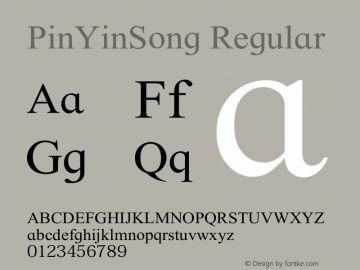 PinYinSong Version 3.21 March 17, 2017 Font Sample