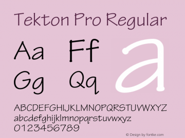 TektonPro-Regular Version 2.045;PS 2.000;hotconv 1.0.57;makeotf.lib2.0.21895 Font Sample