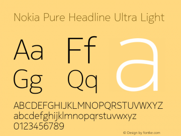 Nokia Pure Headline Ultra Light Version 3.000 Font Sample