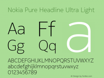 Nokia Pure Headline Ultra Light Version 3.000 Font Sample