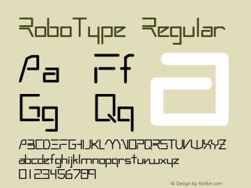 RoboType Regular The IMSI MasterFonts Collection, tm 1995, 1996 IMSI (International Microcomputer Software Inc.) Font Sample