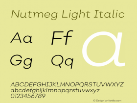 Nutmeg Light Italic Version 1.000;PS 001.000;hotconv 1.0.88;makeotf.lib2.5.64775;com.myfonts.easy.without-foundry.nutmeg.light-italic.wfkit2.version.4MC8图片样张