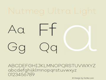 Nutmeg Ultra Light Version 1.000;PS 001.000;hotconv 1.0.88;makeotf.lib2.5.64775;com.myfonts.easy.without-foundry.nutmeg.ultra-light.wfkit2.version.4MBT Font Sample