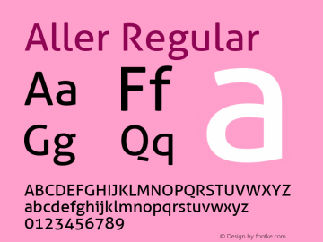 Aller-Regular Version 1.001 Font Sample