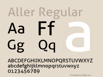 Aller-Regular Version 1.001 Font Sample