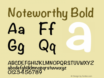 Noteworthy-Bold 1.000 Font Sample